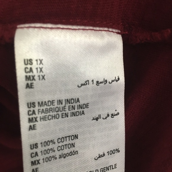 Style & Co. Split Neck Blouse Top Burgundy Plus Size Balloon Sleeve 3/4 - Picture 6 of 10